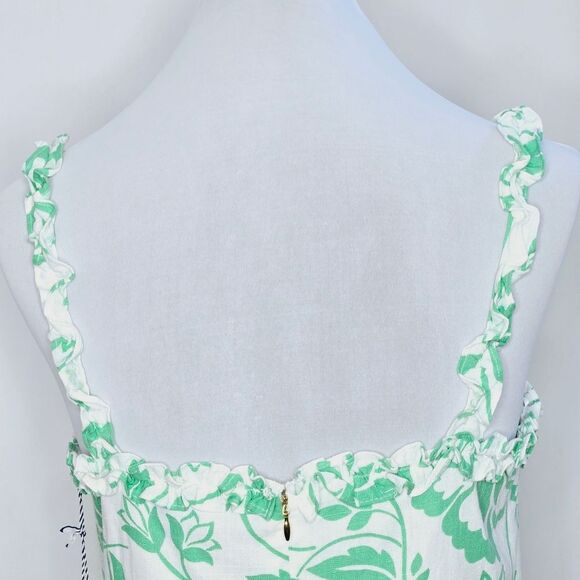 Draper James RSVP Linen Blend Floral Ruffled Neck Midi Dress Size 14 - Picture 10 of 13